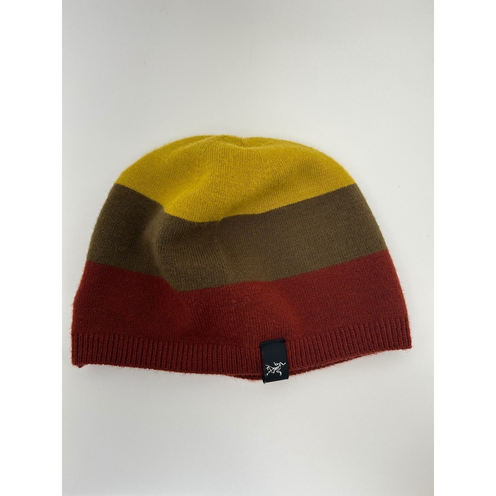 Arcteryx Charlie Toque‎ Beanie Hat Striped Wool Blend Yellow Green Red CA34438